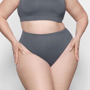 SKIMS NWT Recycled Swim Mid Waist Bottom Bikini Swim Bottom In Gunmetal Gray